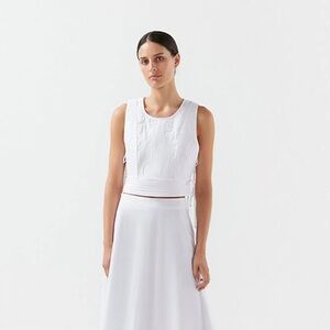 NWT Bird & Knoll White Quilted Tie Sleeveless Top Sz Small